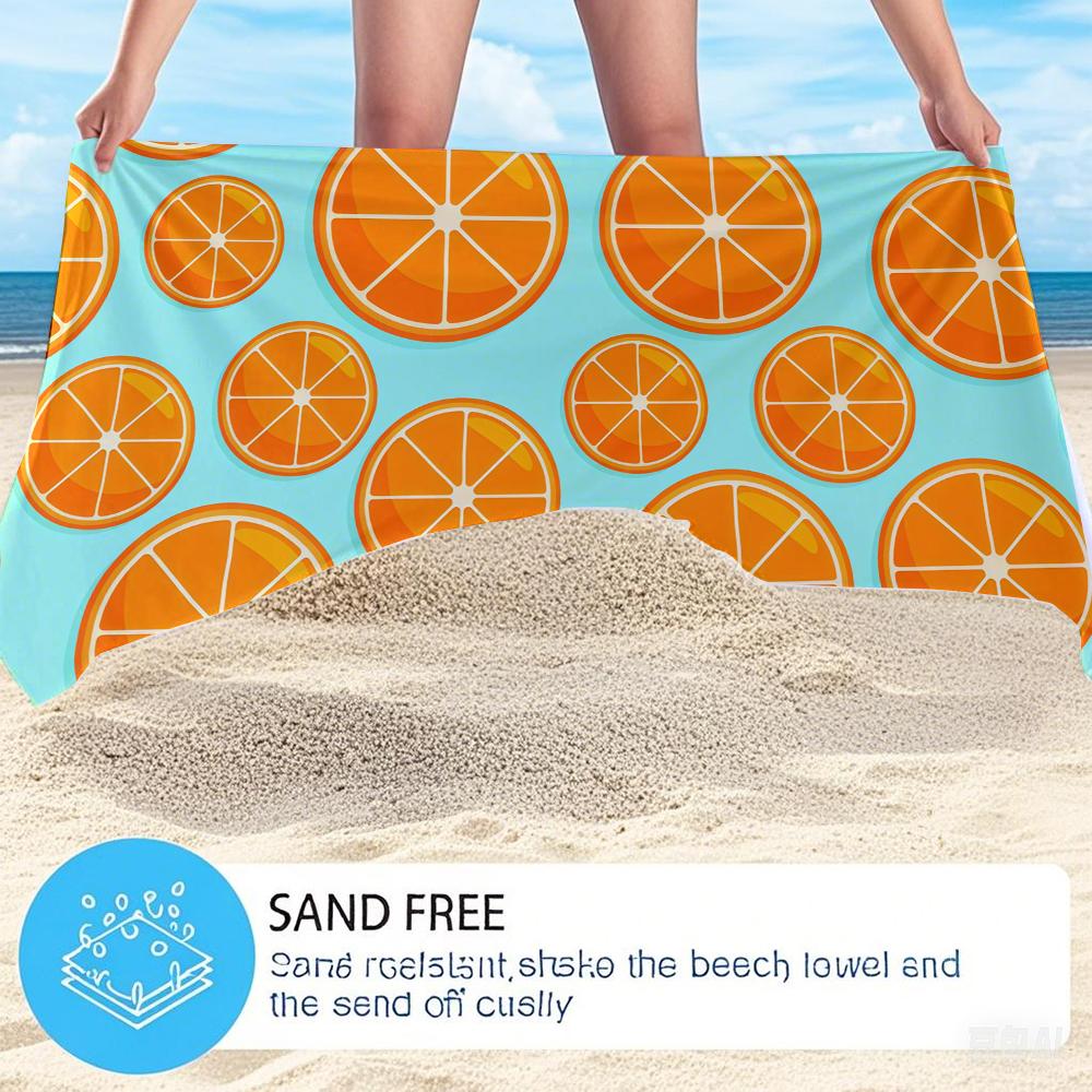 Tropische Orangenscheibe Übergroßes Mikrofaser-Strandtuch Sandfest Schnelltrocknend, Saugfähig für Schwimmbad Reisen Camping