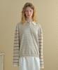 Tudument Stripe Long Sleeve Polo Knit_Ivory
