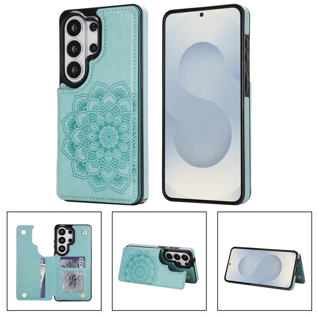 Emboss Flower Magnetic Cards Solt Wallet Leather Phone Case for Samsung A56 A36 A16 S26 Ultra Edge S25 Plus S24 FE S23 Cover