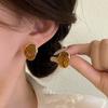 Autumn and winter amber new popular stud earrings, premium Maillard retro temperament earrings, niche design earrings