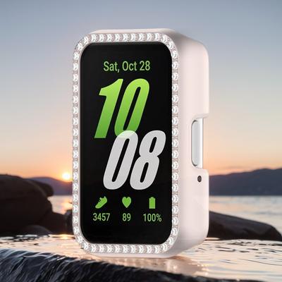PC Diamond Inlaid Case Protective Case Frame Anti-Scratch Smartwatch Protective Shell for Samsung Galaxy Fit 3 SM-R390