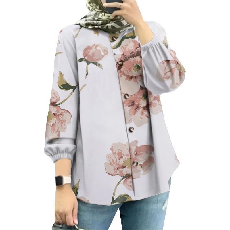 Women's Muslim Floral Puff Sleeve Shirt - New Fashion Arrival