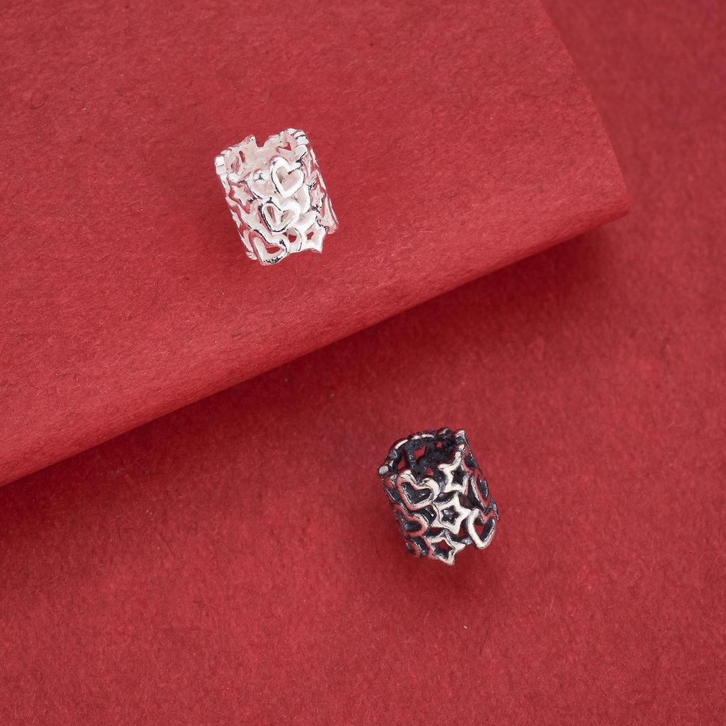 Sterling Silver Star and Heart Large Hole Spacer Beads for DIY Jewelry