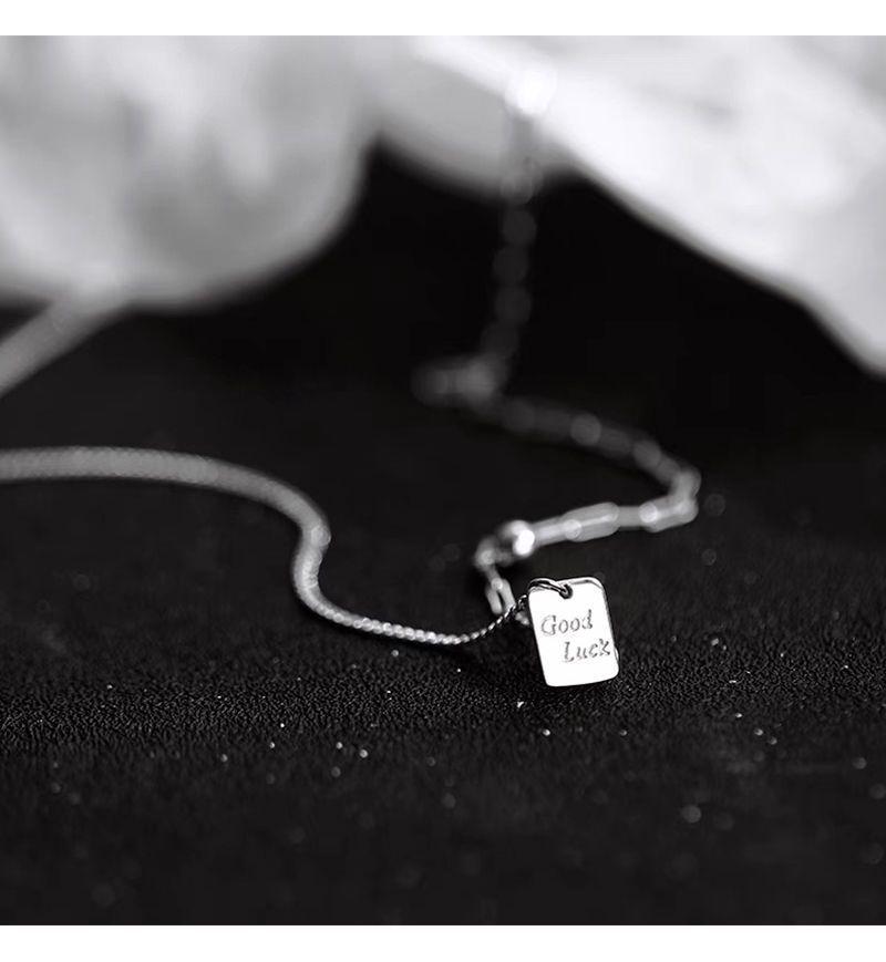 925 Sterling Silver Lucky Square Necklace - Trendy High-End Clavicle Chain Pendant for Women
