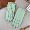White Genuine Leather Gloves Ladies Hand Warmer Driving Cycling Windproof Guantes Sheepskin Split Finger Luxury Gloves