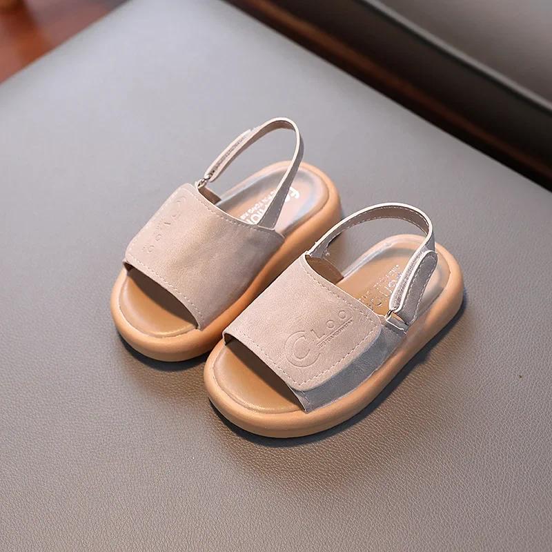 

Sandals for Boys Fashion Summer Shoes 1-3-6 Years Girls Open Toe Matte Pu Leather Shoes Sandals Children Slippers 24