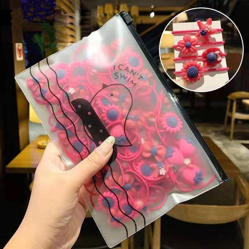 40pcs Cute Girl Tie Hair Rope Fruit Cartoon Children's Head Rope Female Baby Hair Circles Don't Hurt Hair, Hair Accessories.