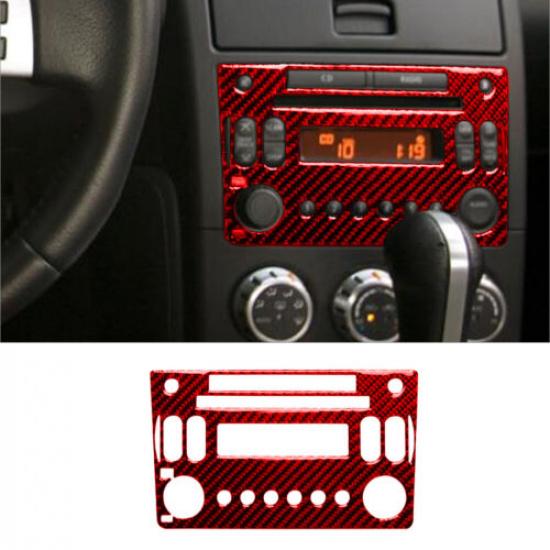 Red Carbon Fiber Interior Central Console CD Cover Trim For Nissan 350Z 2006-09