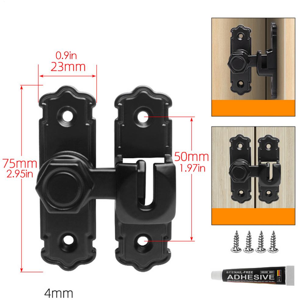 Screen Door Latch No-Drilling Privacy Safety Door Lock Latches Metal Safety Inside Locking Hardware For Bedroom Balcony Kitchen