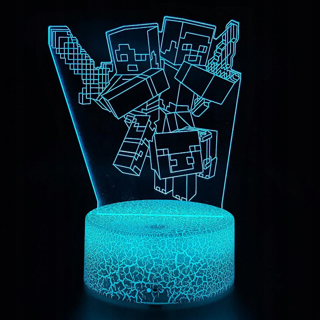 Minecraft Creeper 16 Led 3D Night Light For Kids + Remote Control