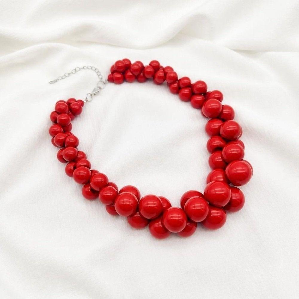 Acrylic Women's Necklace Vintage Jewelry for Women Trendy Resin Beaded Necklace Dress Accessories