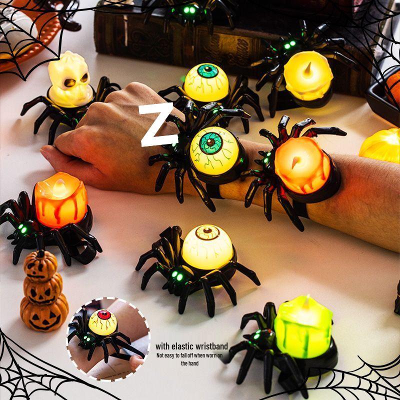 Halloween Aufleuchtendes Spinnen-Armband & Kürbislaterne für Kinder