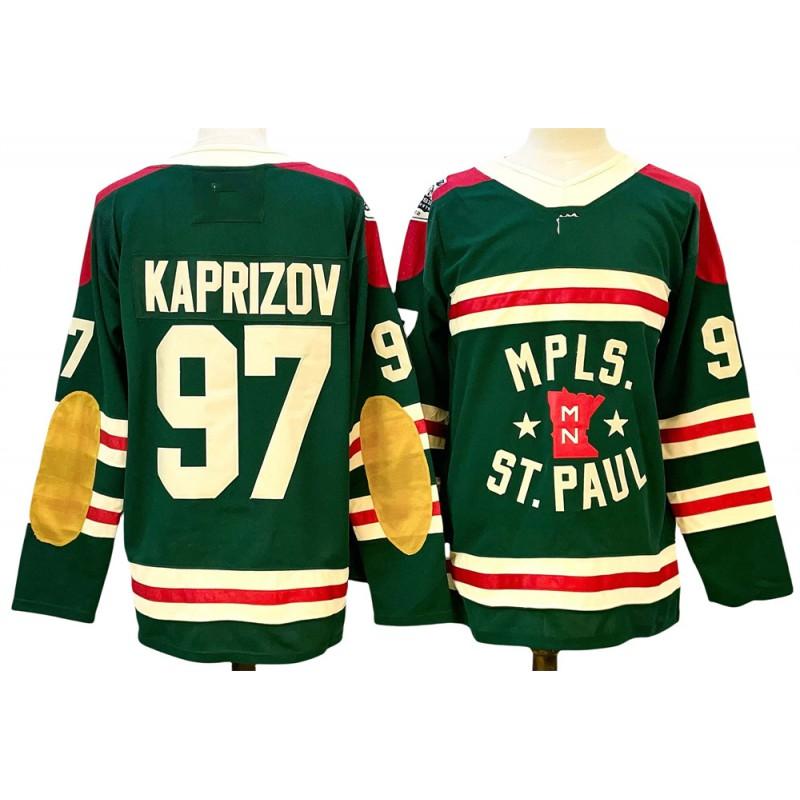 Maglia da Hockey su Ghiaccio Vintage Ricamata Personalizzata Squadra 97 Uniforme da Allenamento Uomo Misto Cotone