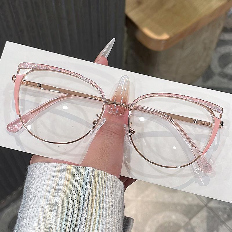 Senior Cat Eye Metal Optical Glasses Women Men Trend Brand Design Computer Eye Protection Blue Light Blocking Eyeglasses