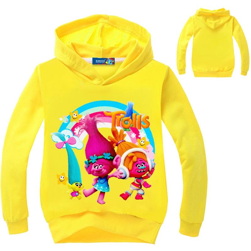 Sudadera con Capucha Estampada de Trolls para Niños Pulóveres de Algodón Abrigo Chaqueta Regalo Años