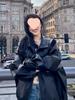 Korean Retro Women's Motorcycle Leather Jacket - Spring & Autumn Fashion, Hong Kong Style, Small Size