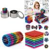 216 Boules Magnétiques Colorées 5mm Jouet Puzzle Éducatif Aimants
