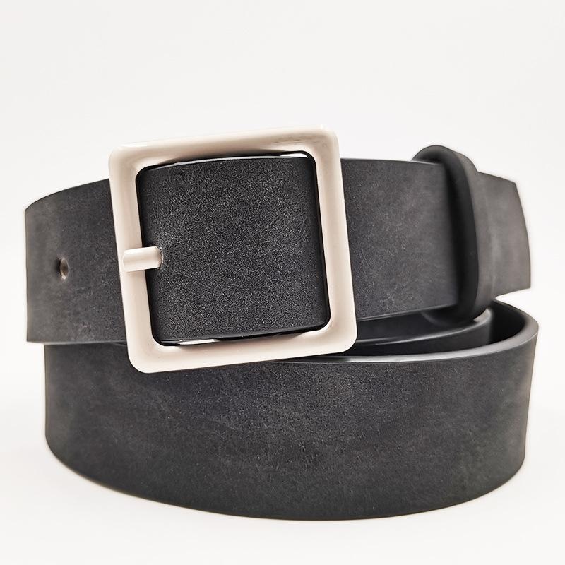 Simple and Versatile Square Buckle Pu Popular Belt Fashion Belt Retro Student Belt
