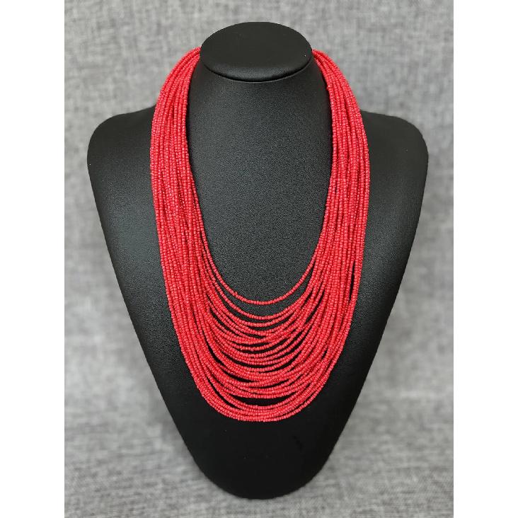 Bohemian Fashion Handmade Beaded Multi-layer Red Beaded Women's Necklaces Seaside Vacation Jewelry