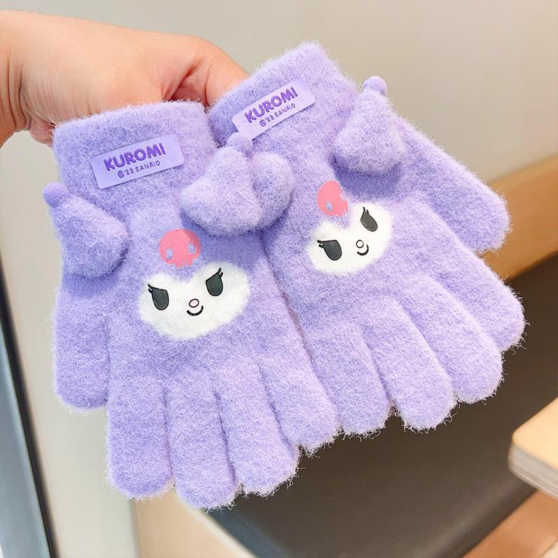 

Детские плюшевые вязаные перчатки 2023 года с рисунком в виде мультяшных цветов и кроликов