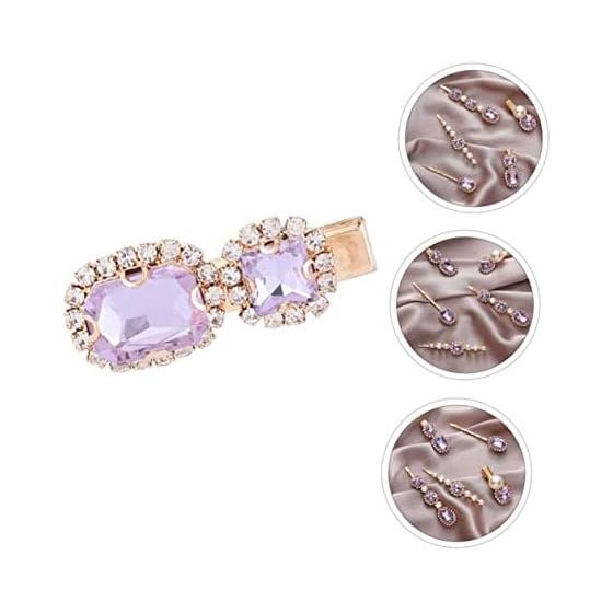 KALLORY 5-Piece Hair Clip Set, Purple Rhinestone Pearl Hair Pins, Vintage Elegant Hair Accessories for Women, Random Styles