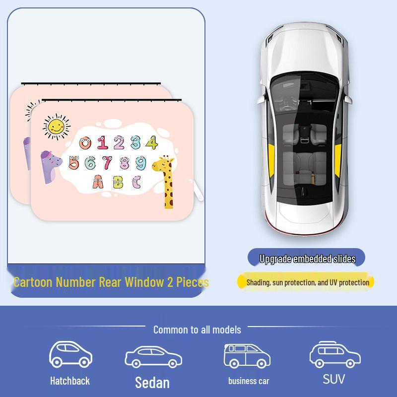 Car Sunshade Track Window Curtain - Interior Sun Protection & Privacy Blackout for Baby Stroller Side Windows