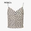 MO&Co. Tencel Blend Cropped V-Neck Plaid Camisole