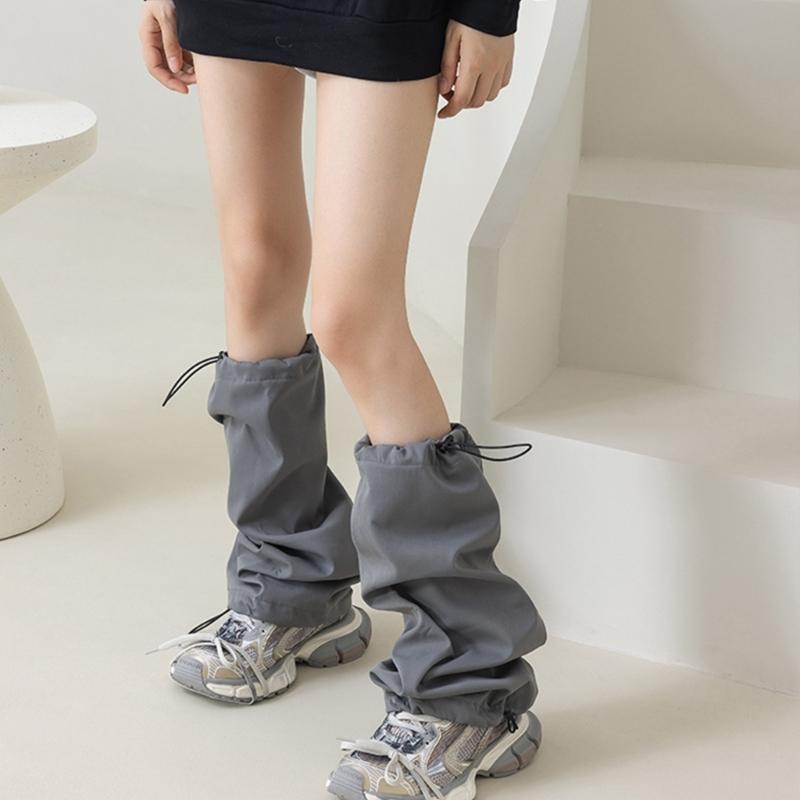 Scaldamuscoli Harajuku da Donna con Coulisse Regolabile Calze Lunghe Svasate Punk Copripiede Lento Baggy Streetwear