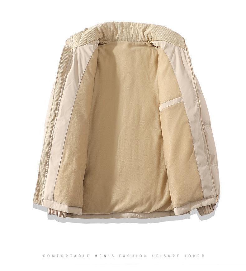 2025 Men's Trendy Color Block Puffer Jacket - Thick, Warm Cotton for Autumn/Winter.