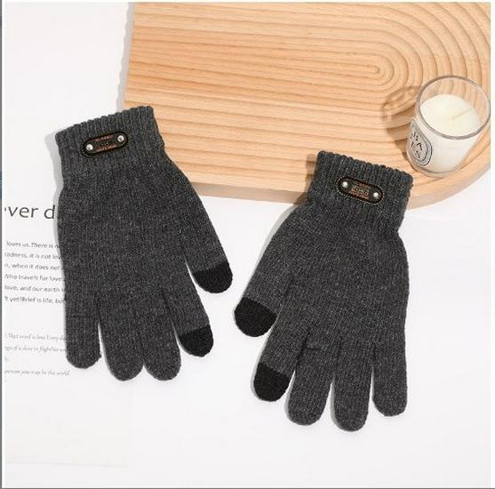 

Men s Thick Warm Touch Screen Wool Gloves: Fleece-Lined, Double-Layer, Cold-Proof, Outdoor Cycling, Korean Style.