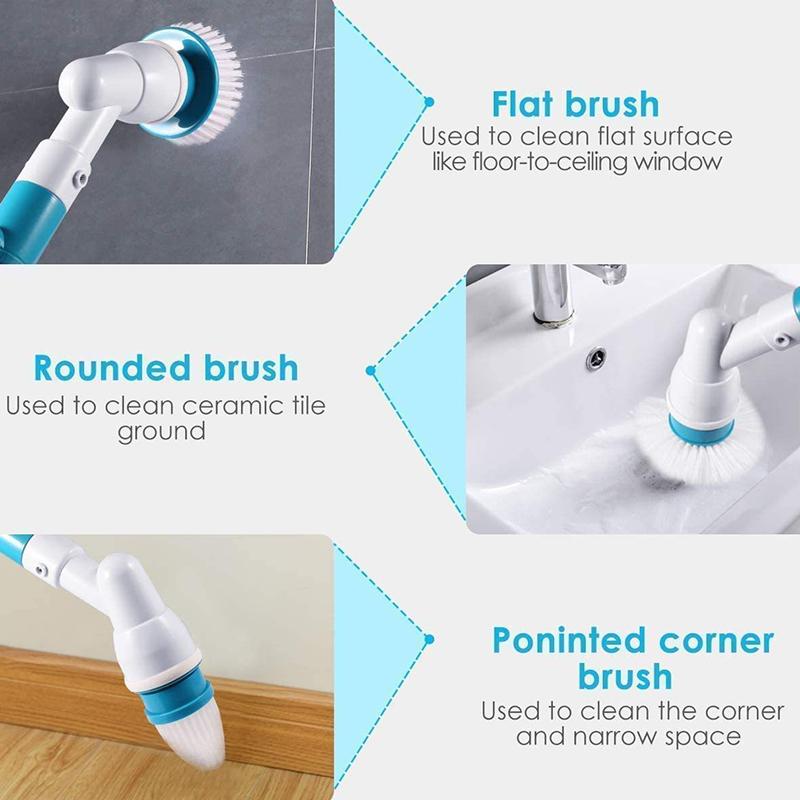 Electric Cleaning Brush Handheld Cordless Autorotation Shower Scrubber with 3PCS Replacable Head