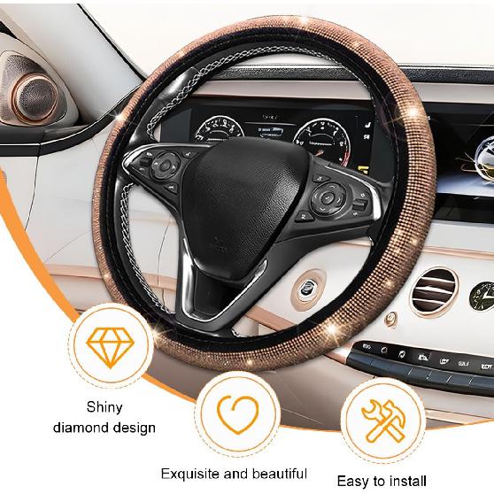 11PCS/Set Bling Car Accessories Set for Women, Rhinestone Vehicle Steering Wheel Cover Seat Belt Cushion Gear Shift Protector Cup Holder Coaster,