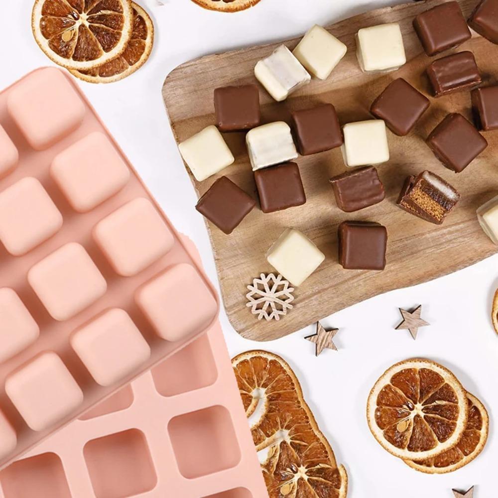 Silicone Square Caramel Mold 16 Cavity Chocolate Truffles Fat Snacks Keto Snacks Reusable Baking Tools for Candy Gummy