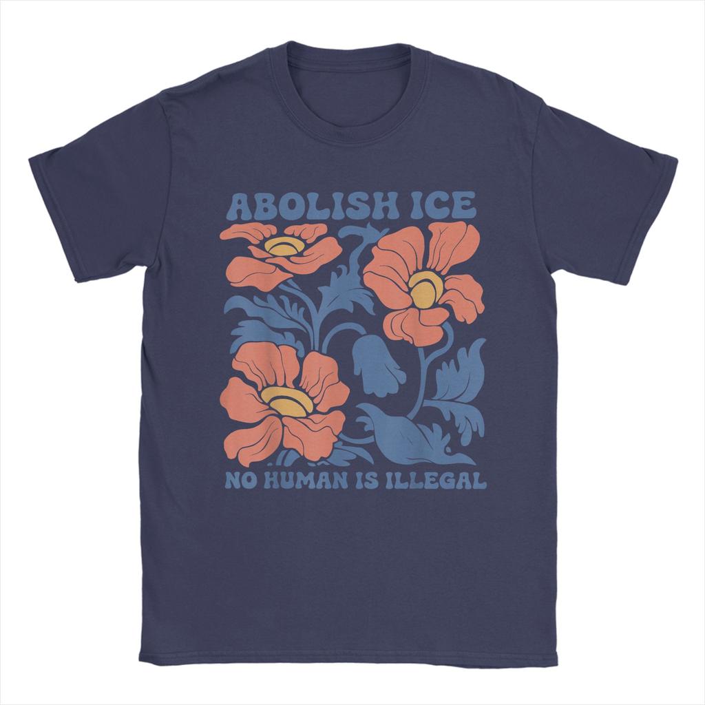 Abolish Ice No Human Is Illegal Cotton TShirt For Adult Summer Retro TShirts ONeck Hipster Tee Shirt Oversize Casual Clothes