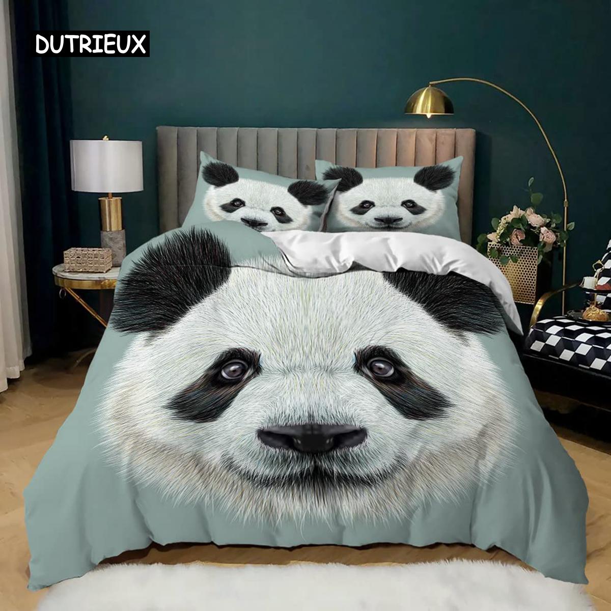 

Panda Tiger Bed Linen Kit, 3D Design Printed Animal Quilt Cover, Single Size Full Queen Size King Dimension Double Size UK Supking Sizes Bed Linen EU single(135x200cm)