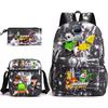 Large Capacity Schoolbag with Shoulder Strap; Student Three-piece Pencil Case Set