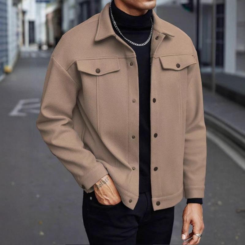 2026 Autumn and Winter New Fashion Solid Color Casual Jacket Button Men s Jacket M