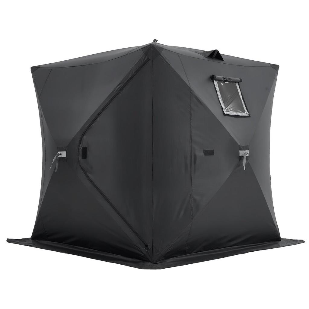 Portable Ice Shelter, 3-4 Person Pop-Up Ice Fishing Tent, 43 Square Feet Fishable Area, Ice Shanty for Winter Fishing, Waterproof Oxford Ice Cube with