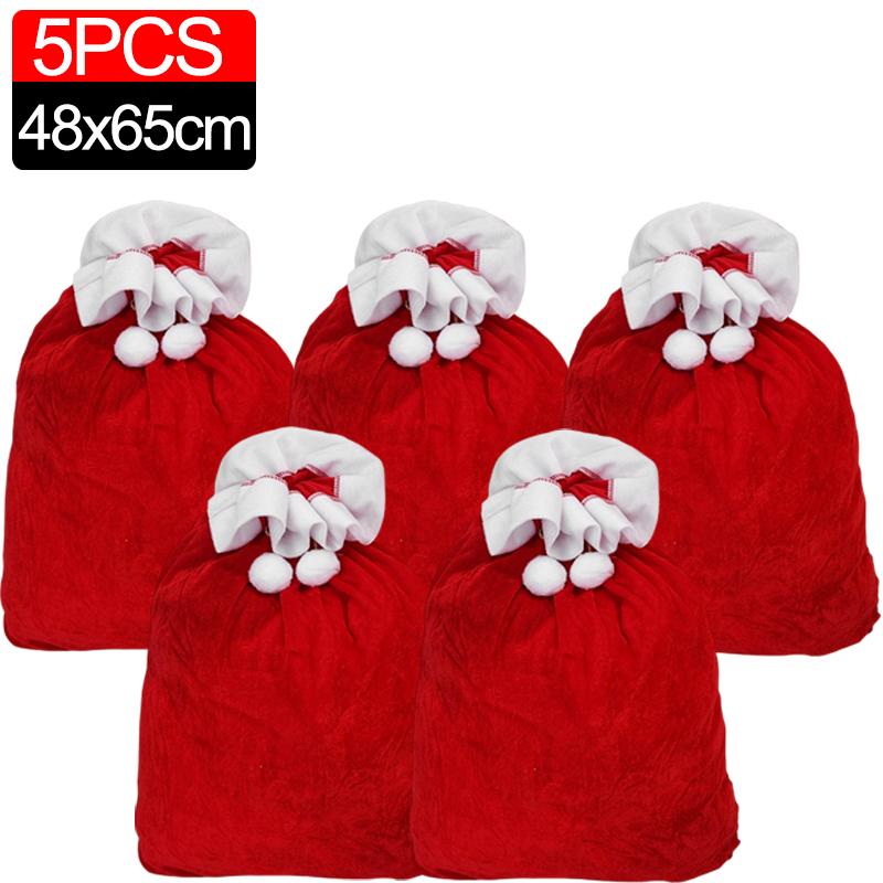 Large Christmas Velvet Drawstring Gift Bags Santa Claus Costume Props Party Supplies Holiday Decor 2026 New Year Celebration
