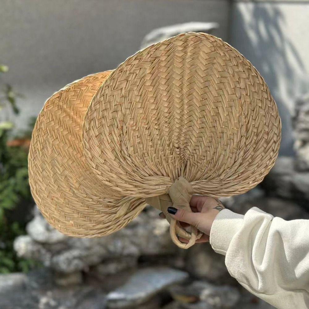

DIY Straw Woven Fans Home Decoration Bamboo Woven Fan Artificial DIY Fan Cooling Banana Fan 12-15cm