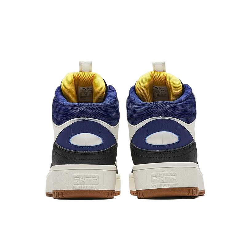 Anta Kids High-Top Sneakers Comfortable Fit Casual Non-Slip Wear-Resistant Breathable Kids Sneakers White Black Blue 312518013-5