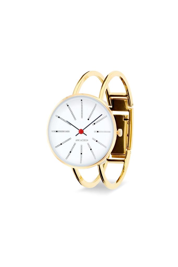 ARNE JACOBSEN BANKERS 53113-1419 30mm Watch, Nordic Design, Water Resistant (Quiet Design with No Second Hand), White Gold Bangle Strap