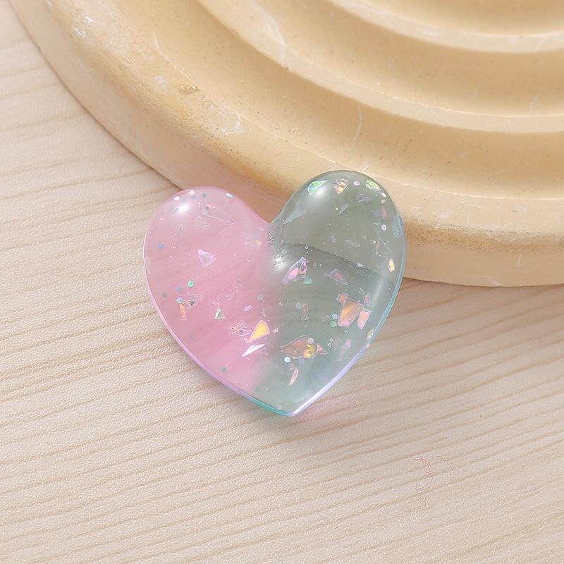 Glitter Gradient Heart Hair Ties and Keychain Pendant Set порошок синий