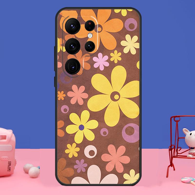 Groovy Flowers Hippie Bohemian Case For Samsung Galaxy S23 S22 S24 Ultra S8 S9 S10 Plus Note 10 20 Ultra S20 S21 FE Cover