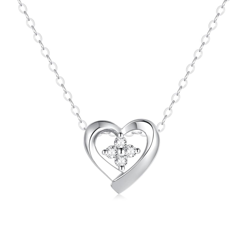

Lab Grown Diamond Platinum Necklace for 4 Approximately Heart Motif Christmas Gift Wrapping Included [FANCIME] Women, Diamonds, 0.035 Carats, Pendant,
