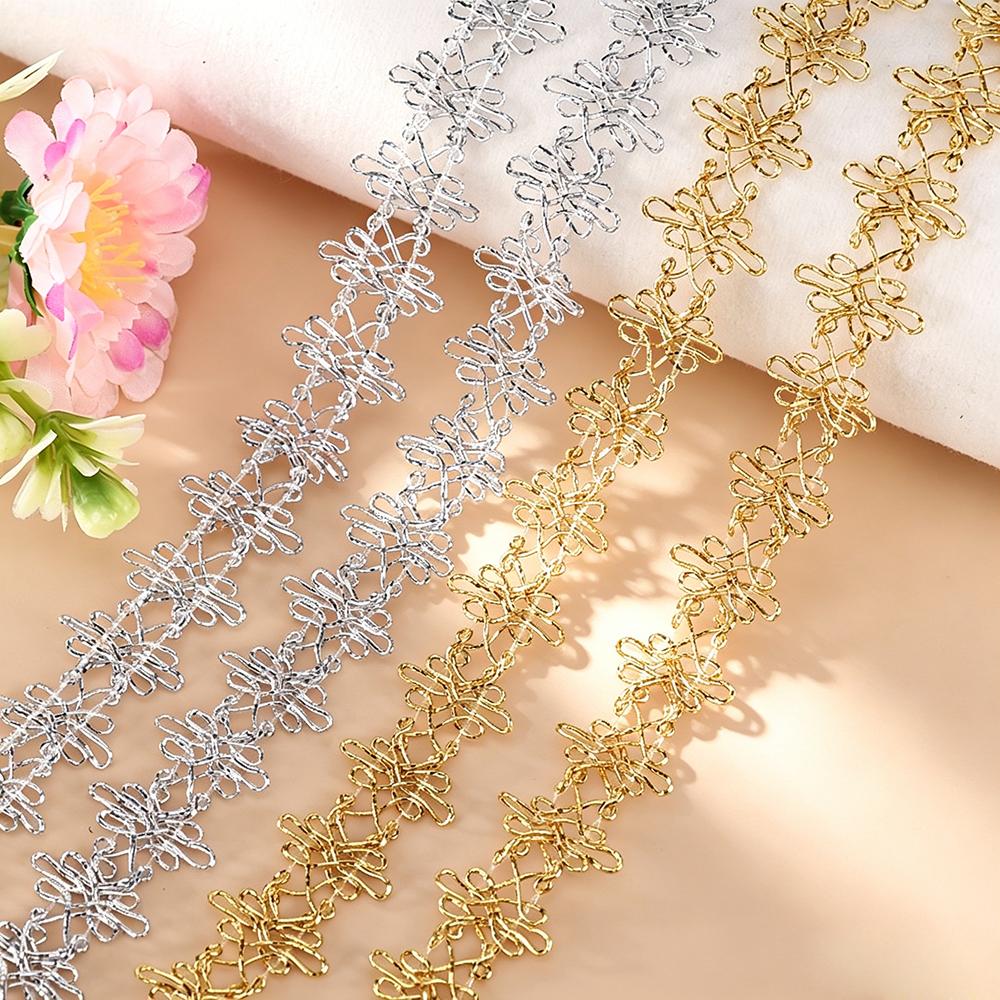 5 meters/16.4ft each pack lace sewing golden trims ribbons curtain curve accessory handmade DIY craft bra dress gowns decoration