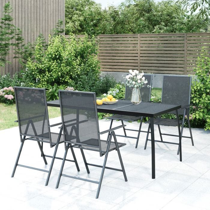 VidaXL Ensemble à manger de jardin 5 pcs anthracite acier, ensemble de salle à manger, ensemble de salle à manger 3187982