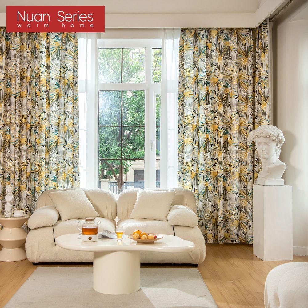 1PC Nuan Series Island Style Palm Tree Printed Curtains and Sheer Curtains for Living Room Bedroom Home Dector