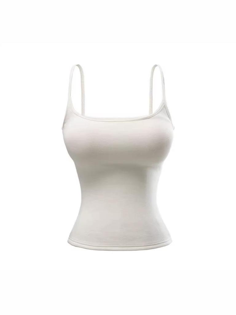 Canotta Calda in Pile da Donna Stile Spicy Girl: Top aderente, elasticizzato, senza maniche con coppe al seno per Autunno/Inverno