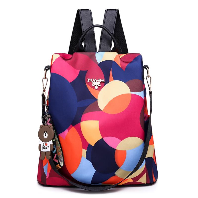 Women's Anti-Theft Printed Oxford Travel Backpack
